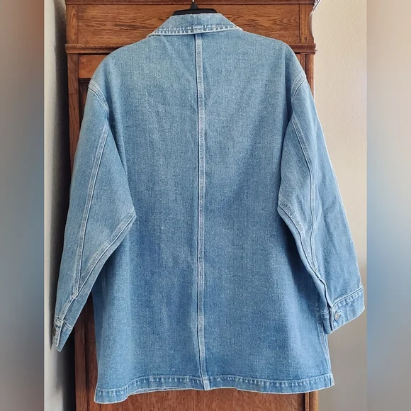 LAUREN RALPH LAUREN WOMEN'S LIGHT WASH DENIM CHORE COAT JACKET MEDIUM - Picture 4 of 9